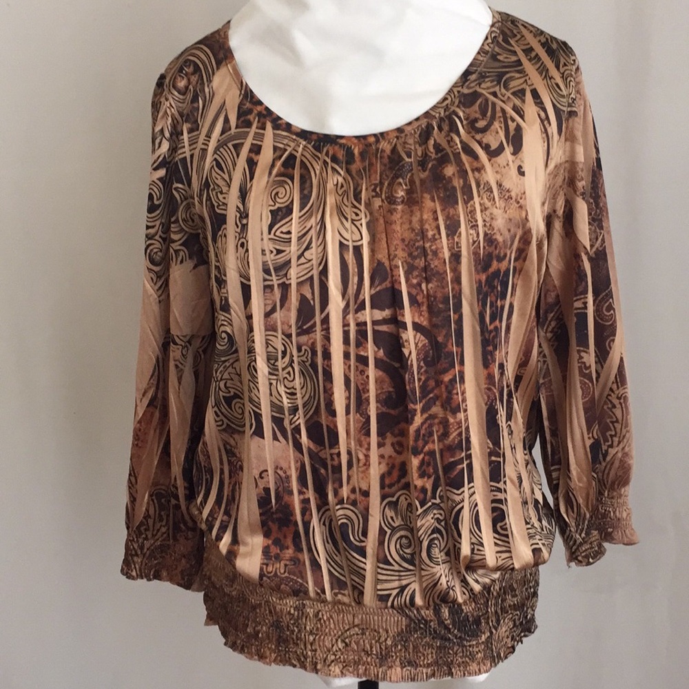 Cato Beautiful Bronze And Browns Printed Blouse.